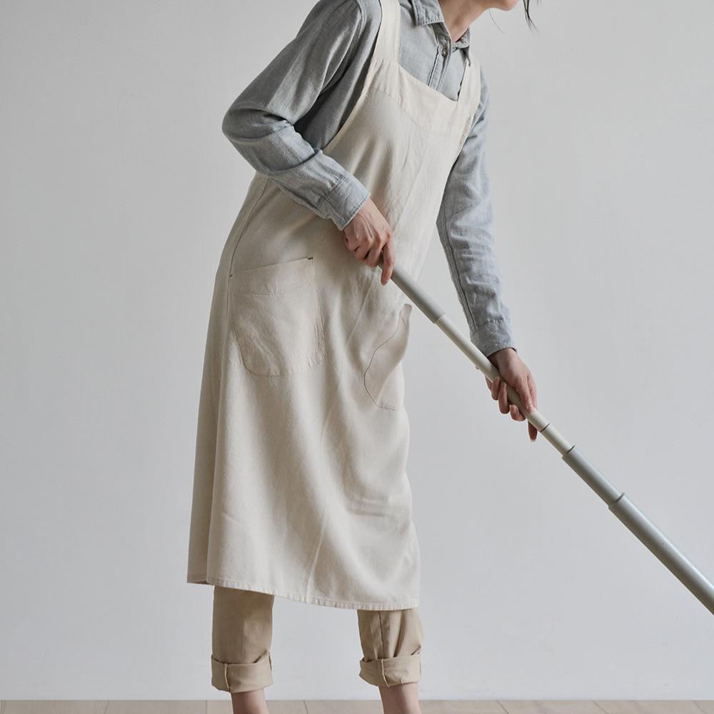 Хлопковый льняной кухонный фартук с карманами для повара, садоводства, работы с крестообразной спиной, для женщин и мужчин, с большим передником, для выпечки, кулинарии