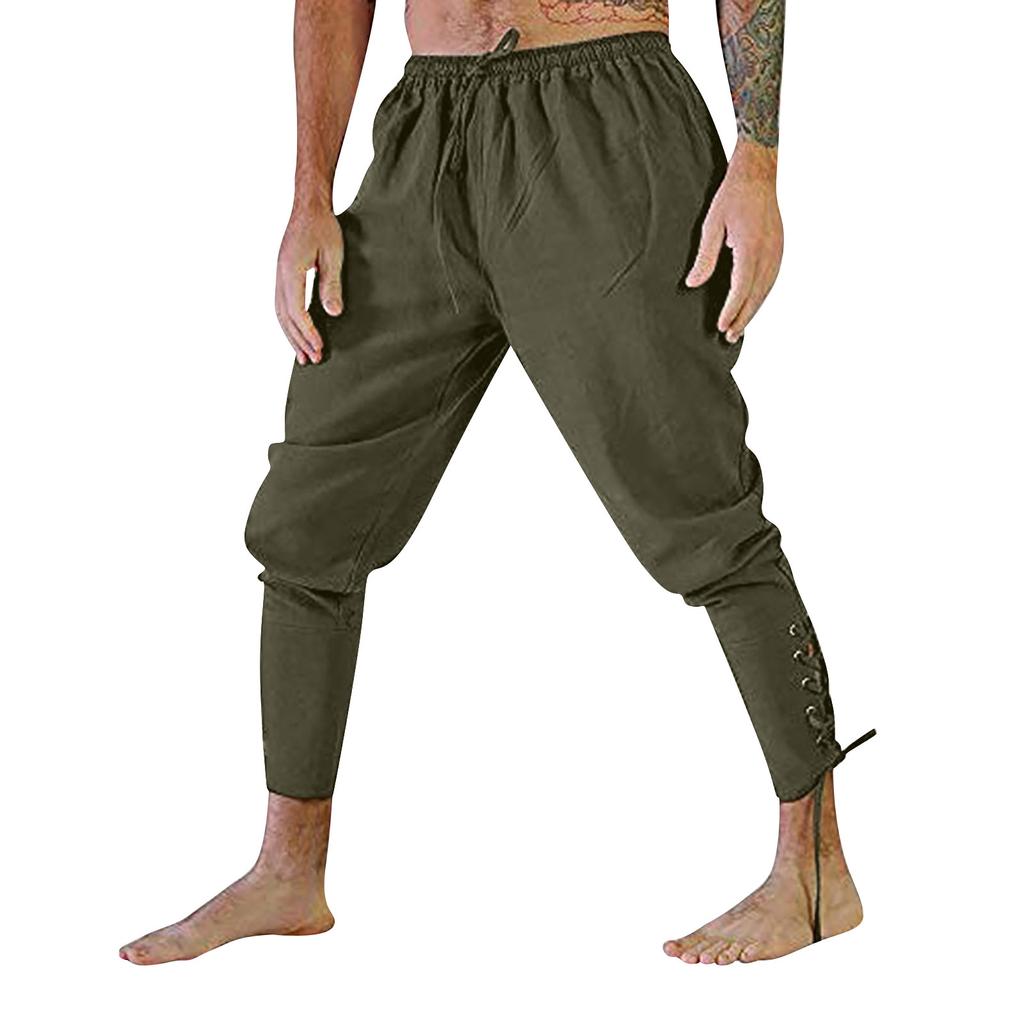 Summer Men's Medieval Stage Performance Casual Ankle Strap Pants