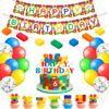Block Party Decorations,53PcsBuilding Blocks Birthday Decorations-Building Block Birthday Balloons Etc Colorful Building Block Birthday Party Supplies