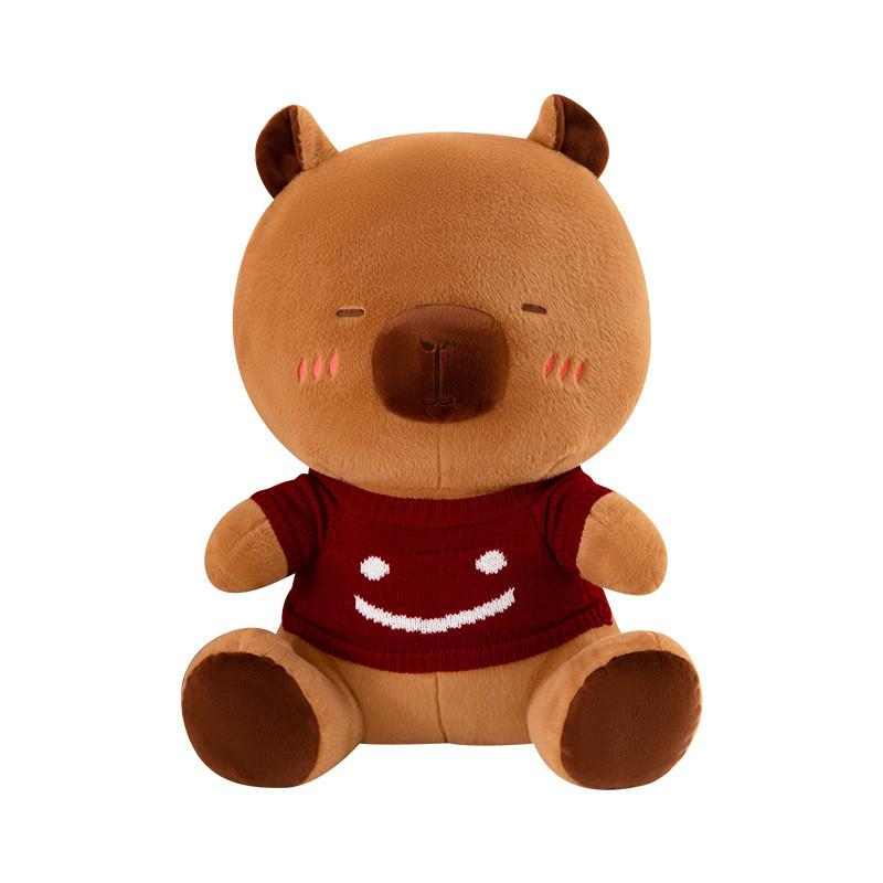 Red Sweater Smiling Capybara Plush Toy Soft Stuffed Animal Girls Gift Kids Doll