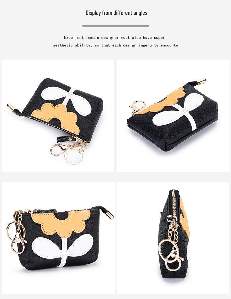 Женский кошелек для мелочи с цветочным блоком - Милый кошелек на молнии для мелочи, ключей и карт, дизайн красного конверта