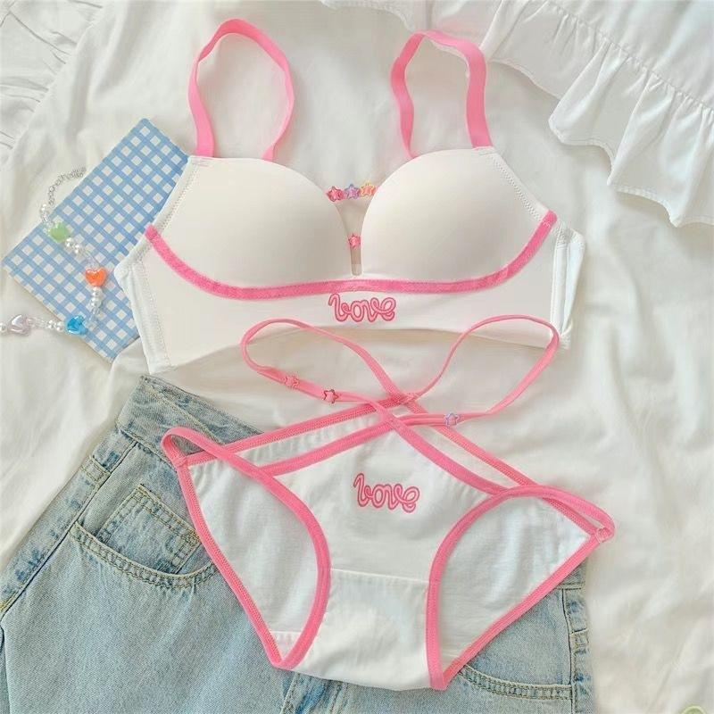 New Japanese dopamine thin underwear set, female sexy small breasts gathered, no steel ring, no trace, upper support bra cover