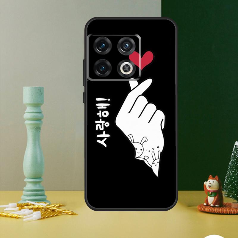 Korean Finger Heart Love Phone Case For OnePlus 13 12 11 13R 12R 10R 9 10 Pro 8T 9RT 10T Nord 4 CE 2 3 Lite N20 N30