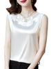 Yuoku Satin Tank Shiny Sleeveless Lace Stylish Solid Simple Women's Top, Blouse, Camisole, Top, Tank, Thin, Color, Layering, Smooth, Silk-Like,