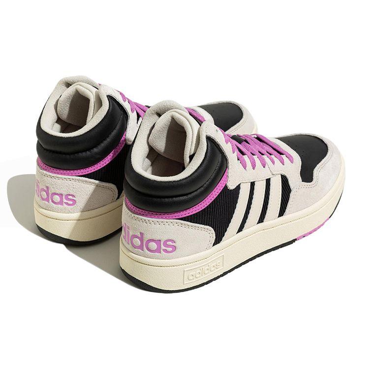 Adidas Neo Hoops 3.0 Magic Ring Удобные Легкие Прочные Нескользящие Скейтбордические Кроссовки Средней Высоты Унисекс Скейтбордические Кроссовки Черные Белые Фиолетовые HP6904