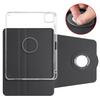 For iPad Pro 13 (2024) Case Rotating Stand PU Leather Clear Back Detachable Tablet Cover
