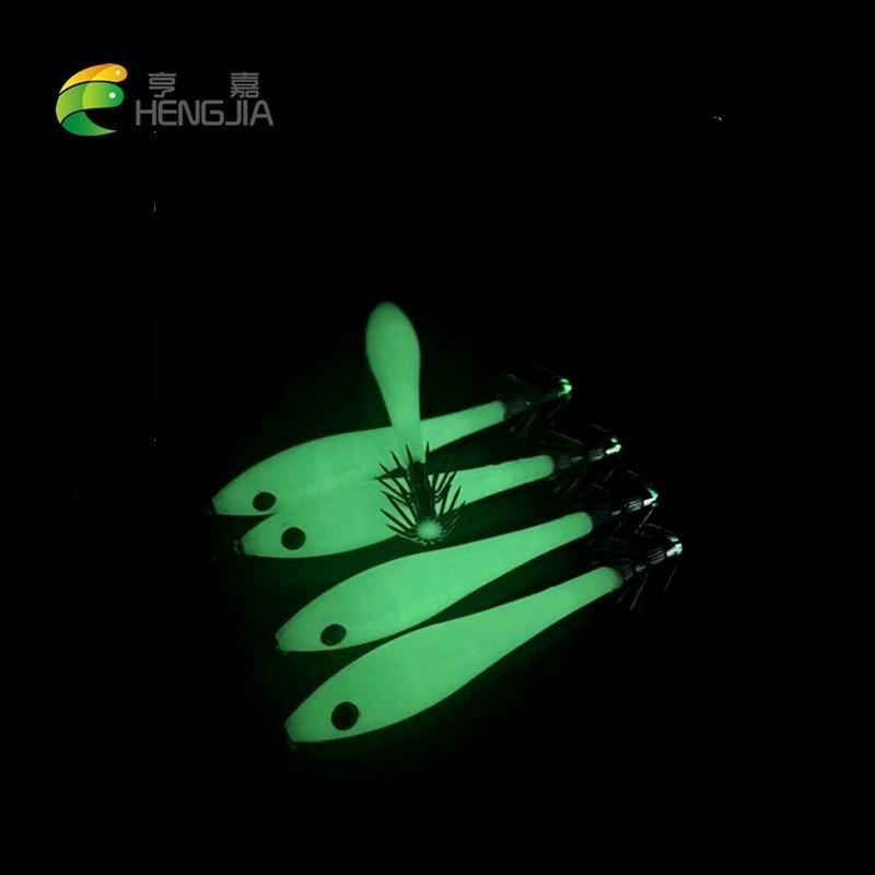HENGJIA 5 шт./пакет, пластиковые приспособления для кальмаров, светящийся крючок для морской рыбалки, тонущая приманка 0,21 унции/3,74 дюйма