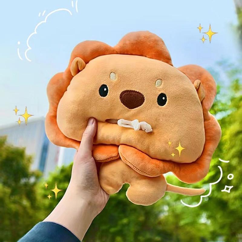 Lion Crab Tissue Drawing Car Paper Box Bag Creative Cute Plush Car Tissue Box