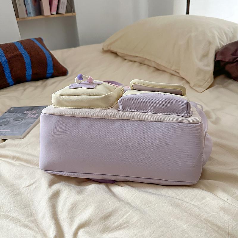 Contrast Color Student Shoulder Bag Girl's Large Capacity Crossbody Tote Bag