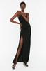 Women's Fashion New Evening Dress & Graduation Dress Black Knitted Long Evening Dress