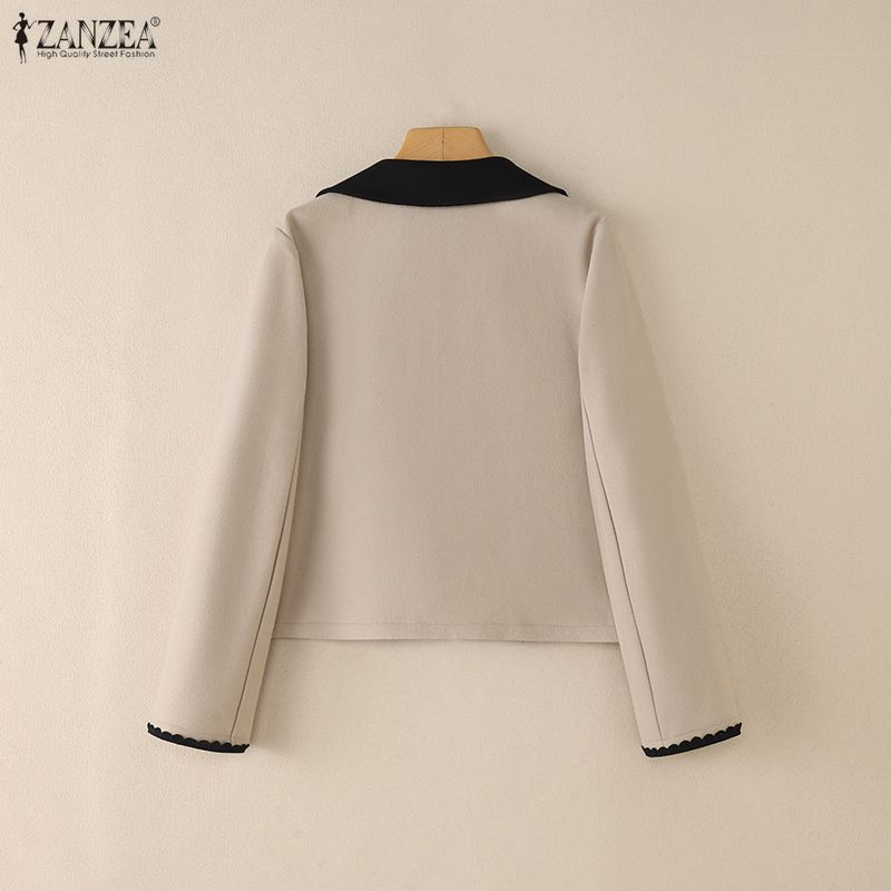 ZANZEA Women Turn Down Collar Casual Long Sleeve Thin Cardigan Outwear