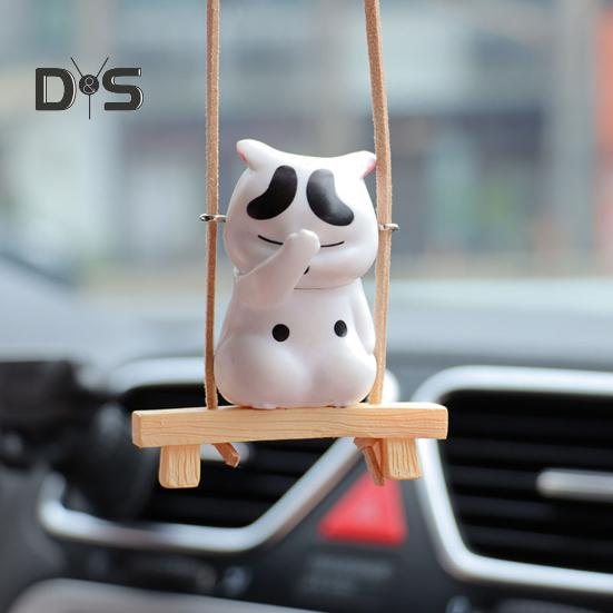 Подвеска в виде зеркала заднего вида, подвесное украшение со шнурком, легко повесить, очаровательное украшение в форме мультяшного кота, подвеска для салона автомобиля