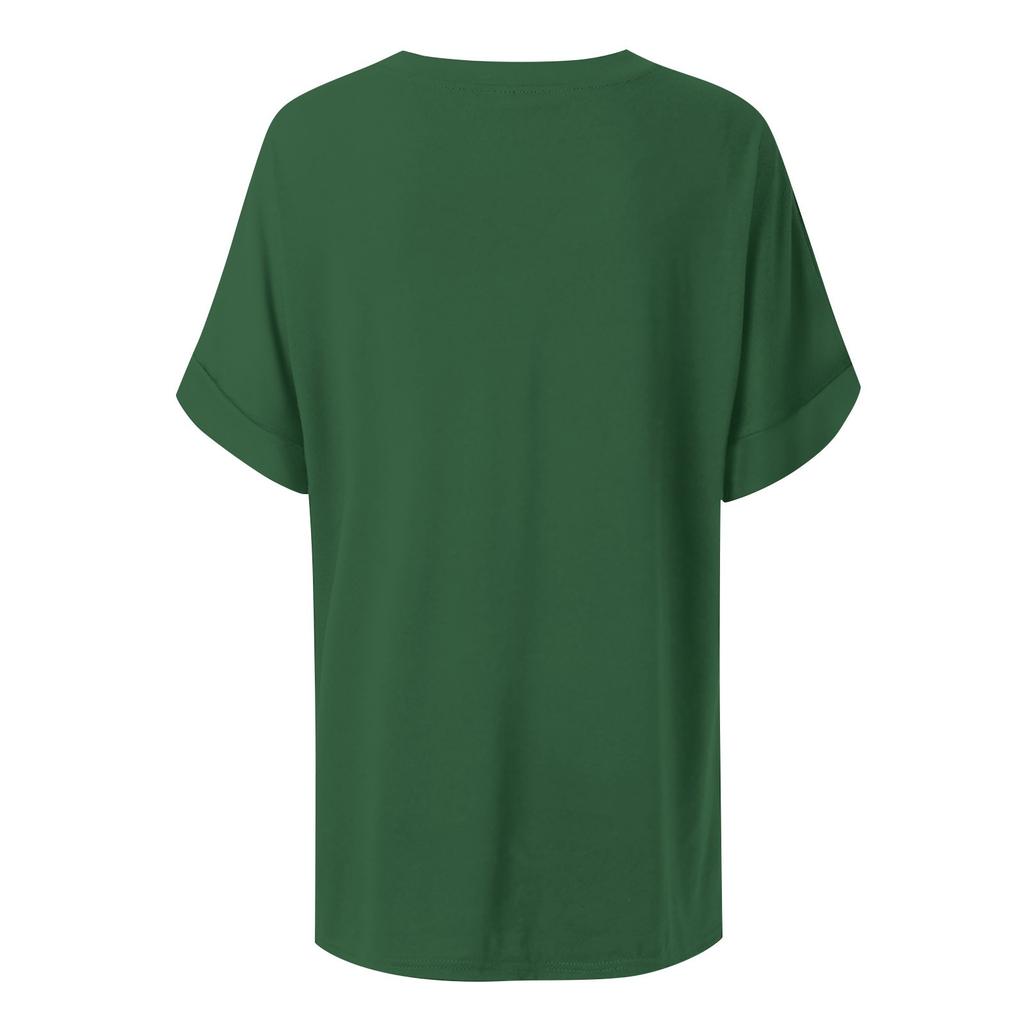 Women's Fashion Casual Solid Color V-Neck Short Sleeve Top Blouse