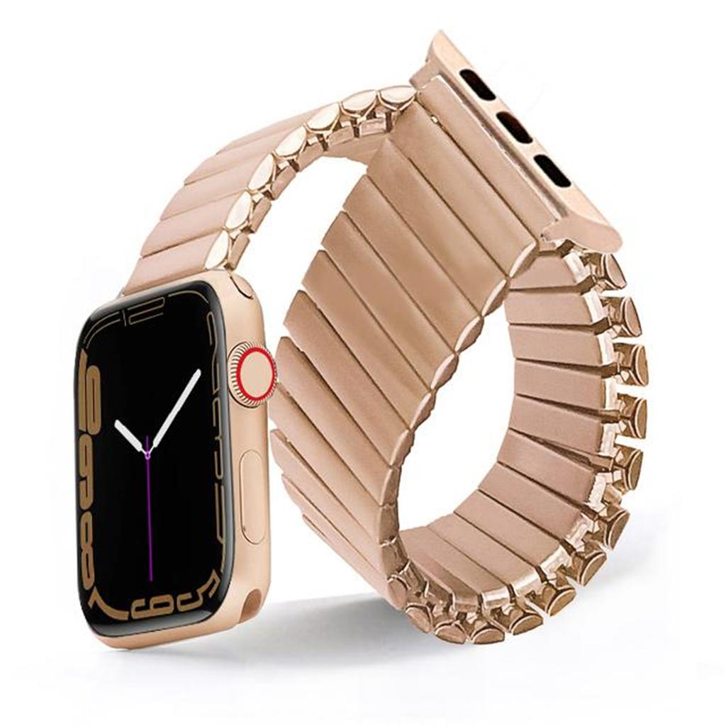 Elastic Metal Watchband For iWatch Series 8 7 6 5 4 3 2 1 Ultra Stainless Steel Strap For Apple Watch 38/40/41/42/44/45/49mm Expansion Luxury Bracelet