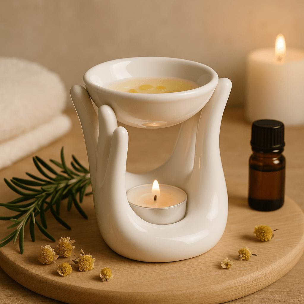 Oil Burner For Wax Melts, White Helping Hand