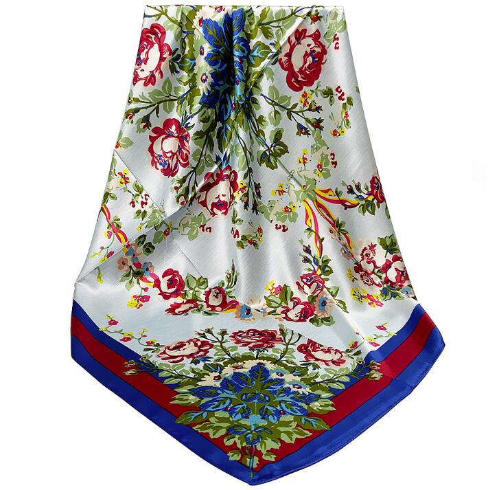 NEW 90*90cm Luxury Brand Women Silk Scarves Plaid Horse Square Scarves Spring Summer Shawls For Ladies