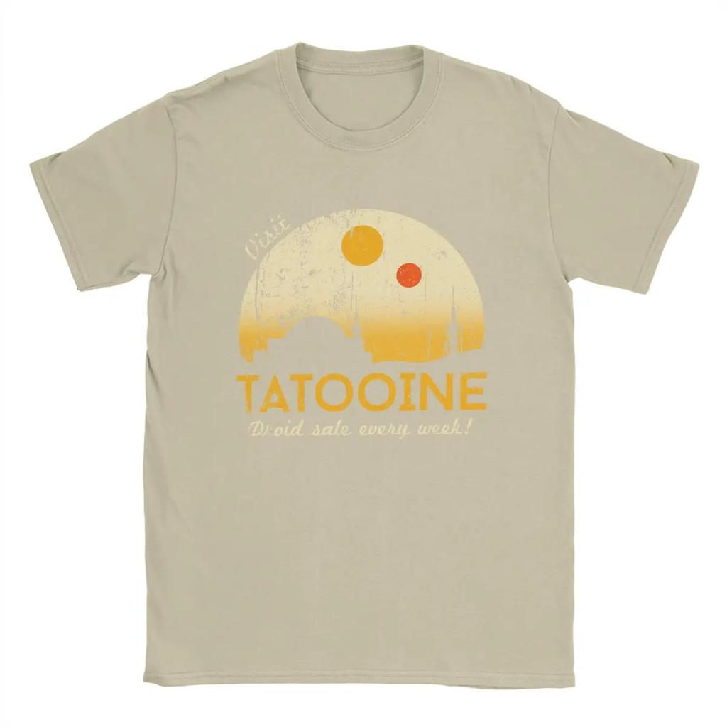 Футболка Visit Tatooine для мужчин, винтажная футболка из чистого хлопка, футболка с круглым вырезом, топы с коротким рукавом, уникальные