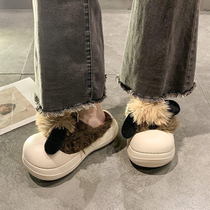 Height-increasing non-slip bag head slippers women's autumn and winter new fashionable versatile thick-bottomed warm cotton slippers women