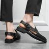 Italian Style Fashion Solid Color Leather Sandals for Men Business Dress Sandals Handmade Comfort Shoes Men Sandalias Breathable