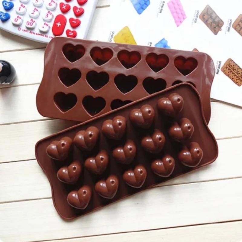 15 Grids Heart Shape Silicone Chocolate Mold, DIY Cake Accessories, Kitchen Ice Cubes Biscuit Pastry Manual Baking Mold, Gift For Valentine's Day