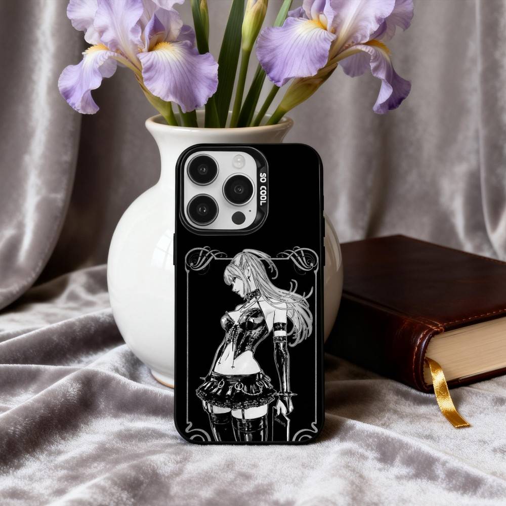 Чехол для телефона M-Misa D-Death-H N-Note-E для iPhone 17, 16, 15, 14, 13, 12, 11 Plus, Pro Max Черный Конфетный Посеребренный Чехол