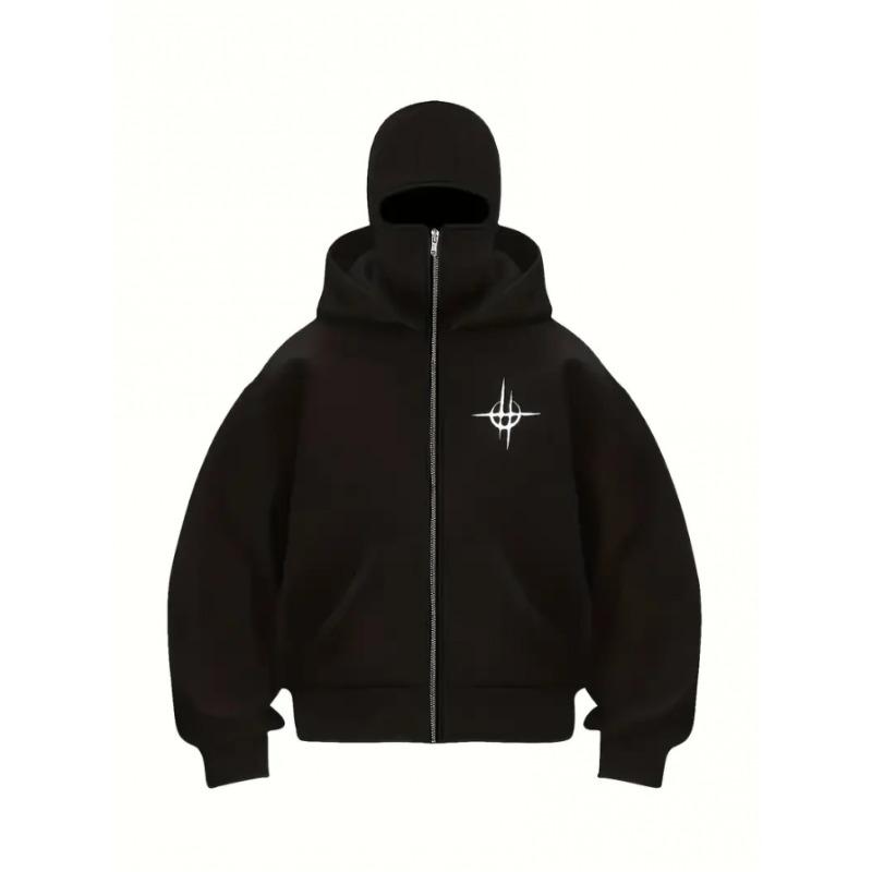 Мужская толстовка на молнии - Готическая панк уличная куртка с застежкой-молнией спереди