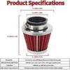 AHL Red 42Mm Universal Air Filter Fit For Pod / 150Cc-250Cc Motorcycle Scooter ATV Dirt Bike/50Cc 70Cc 90Cc 110Cc 125Cc Coolster Tao Tao Sunl/Quad Go