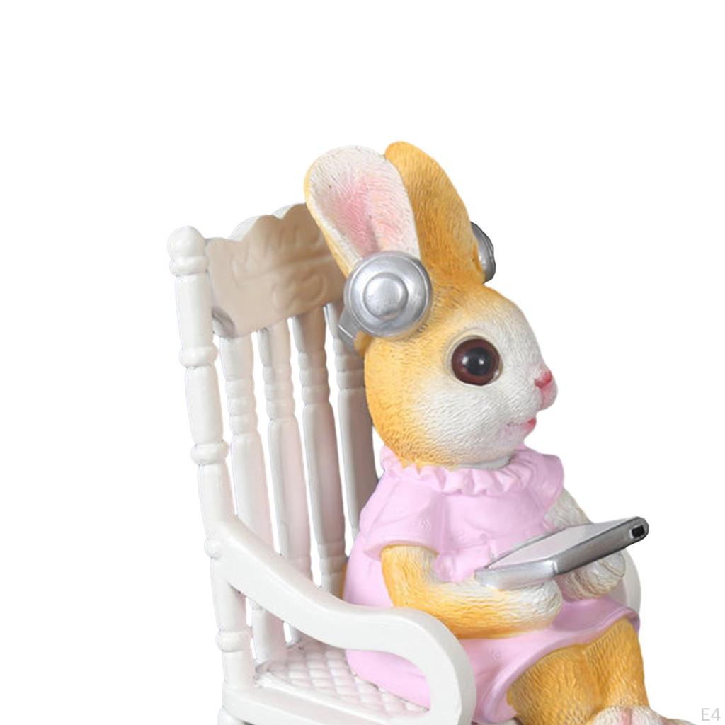 Садовая статуэтка, скульптура животного, фигурка кролика, настольное украшение для полки, садового стола, украшения дома