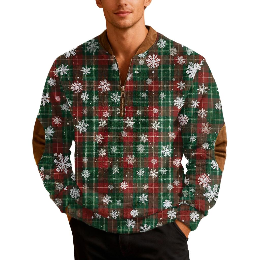 Мужские рождественские толстовки на молнии, рождественские пуловеры с воротником-стойкой