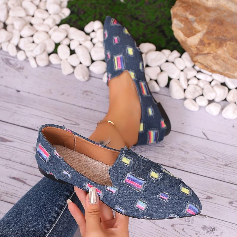 Мода 2024 года, новые женские мокасины смешанных цветов с прострочкой, дышащие повседневные туфли с острым носком, на плоской подошве
