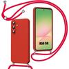 Protective Case - BOOLING - for Samsung Galaxy A56 5G - Shockproof Silicone - Red Lanyard - Matte Finish