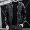 Мужская кожаная куртка из искусственной кожи, мужская приталенная куртка с капюшоном в корейском стиле, повседневная куртка для мотоциклистов
