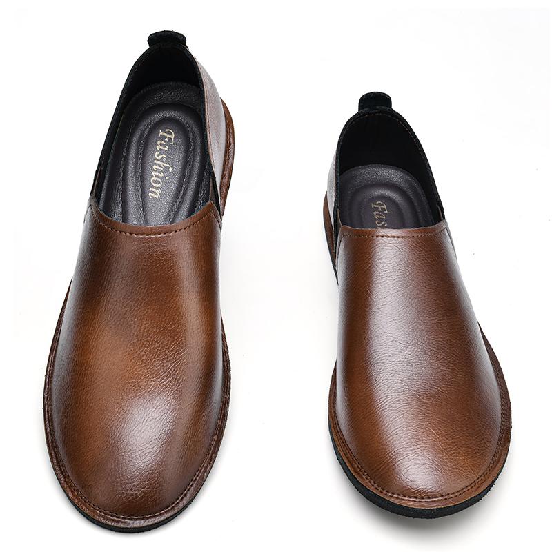 Модная мужская обувь из натуральной кожи, повседневная мужская обувь на мягкой подошве, удобные мужские мокасины без застежек, мокасины ручной работы, ленивая обувь