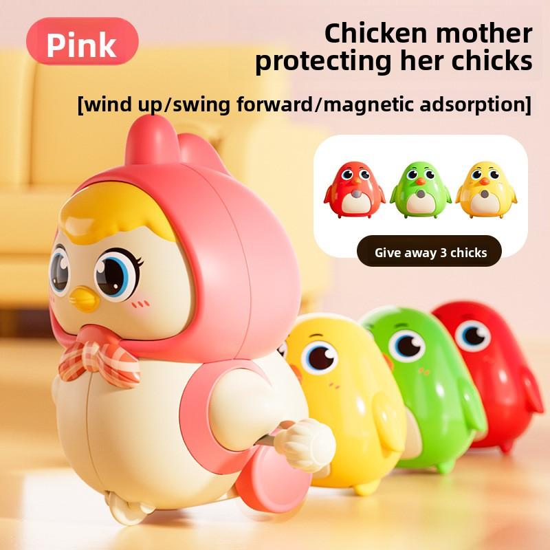 Little Chicken Protecting Its Chicks. Chicken Mother Swaying Over The Chicks. Cute and Charming Magnetic Toy for Early Learning and Crawling.
