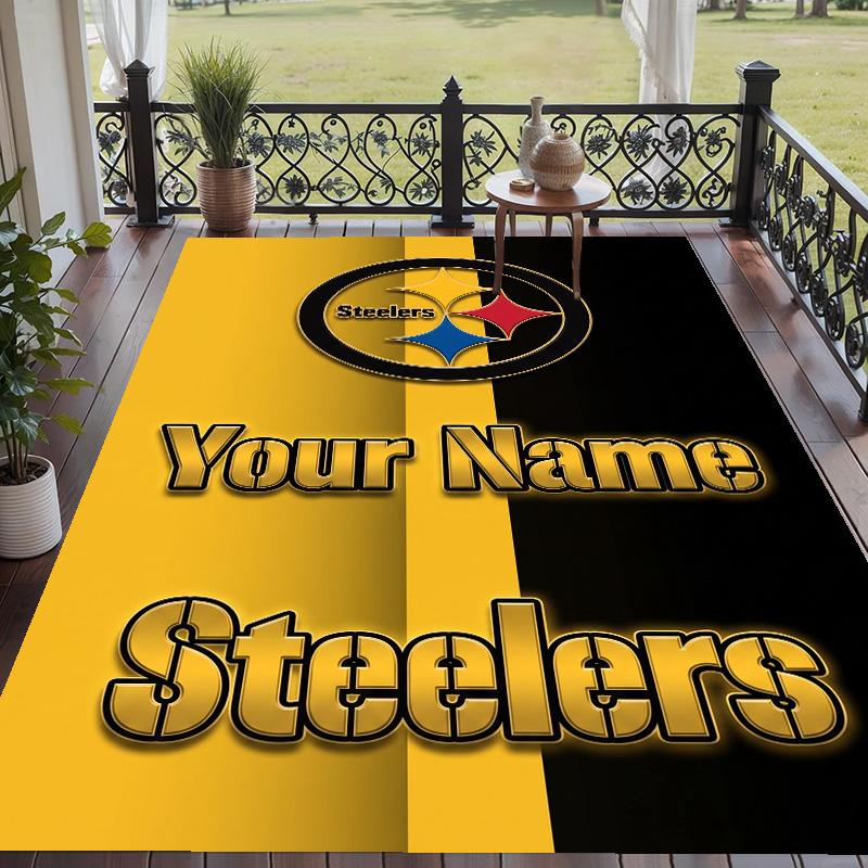 Custom Text Printed Rug Pittsburgh Steelers Non Slip Floor Carpet For Home Room Decor