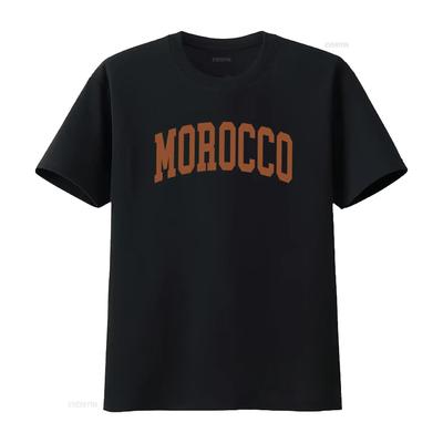Vintage Streetwear Morocco Bold Letter Print Casual T Shirt Vintage Washed Breathable Designer Clothes Stretched