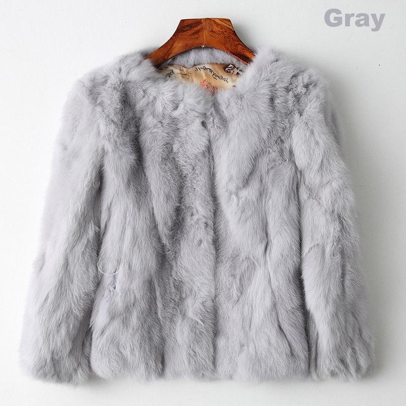 Женская верхняя одежда из натурального кроличьего меха с рукавами 3/4, зимняя теплая куртка, пушистое пальто