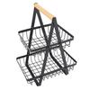 Fruit Basket Holder Black Hollow Design Multifunctional Iron 2 Tier Fruit Storage Shelf for Living Room Kitchen Dining
