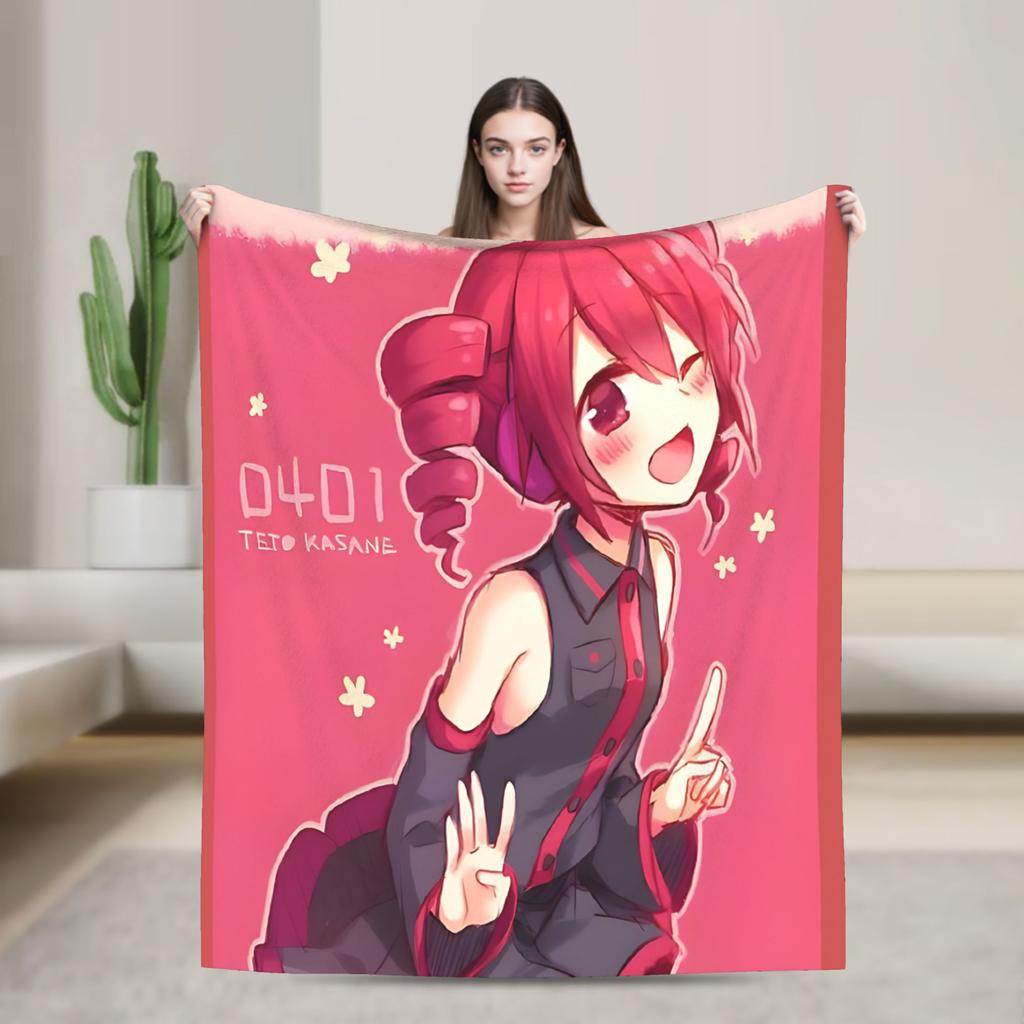 Kasane Teto Musician  Soft Blankets  Travel Plush Throw Blanket Street Trend Bedroom Flannel Bedspread Sofa Bed Cover