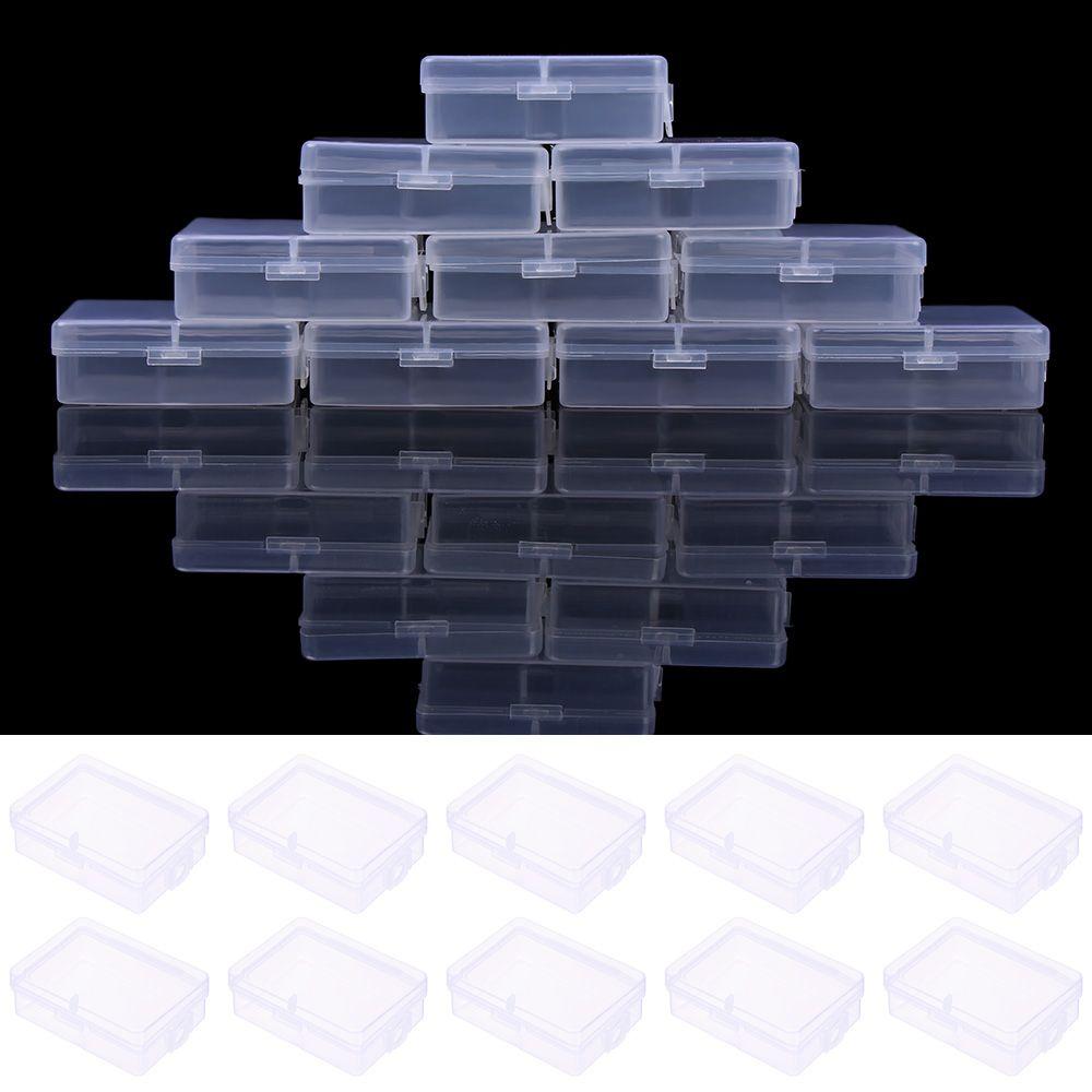 10Pcs Beads Rectangle Transparent Plastic Storage Case Packaging Box Container Mini Boxes