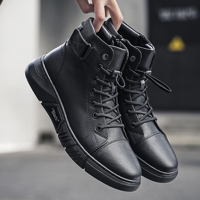 New Winter Warm Ankle Boots for Men High Top Leather Casual Shoes Stylish Retro Men's Sneakers Non-Slip Male Leisure Walk Botas