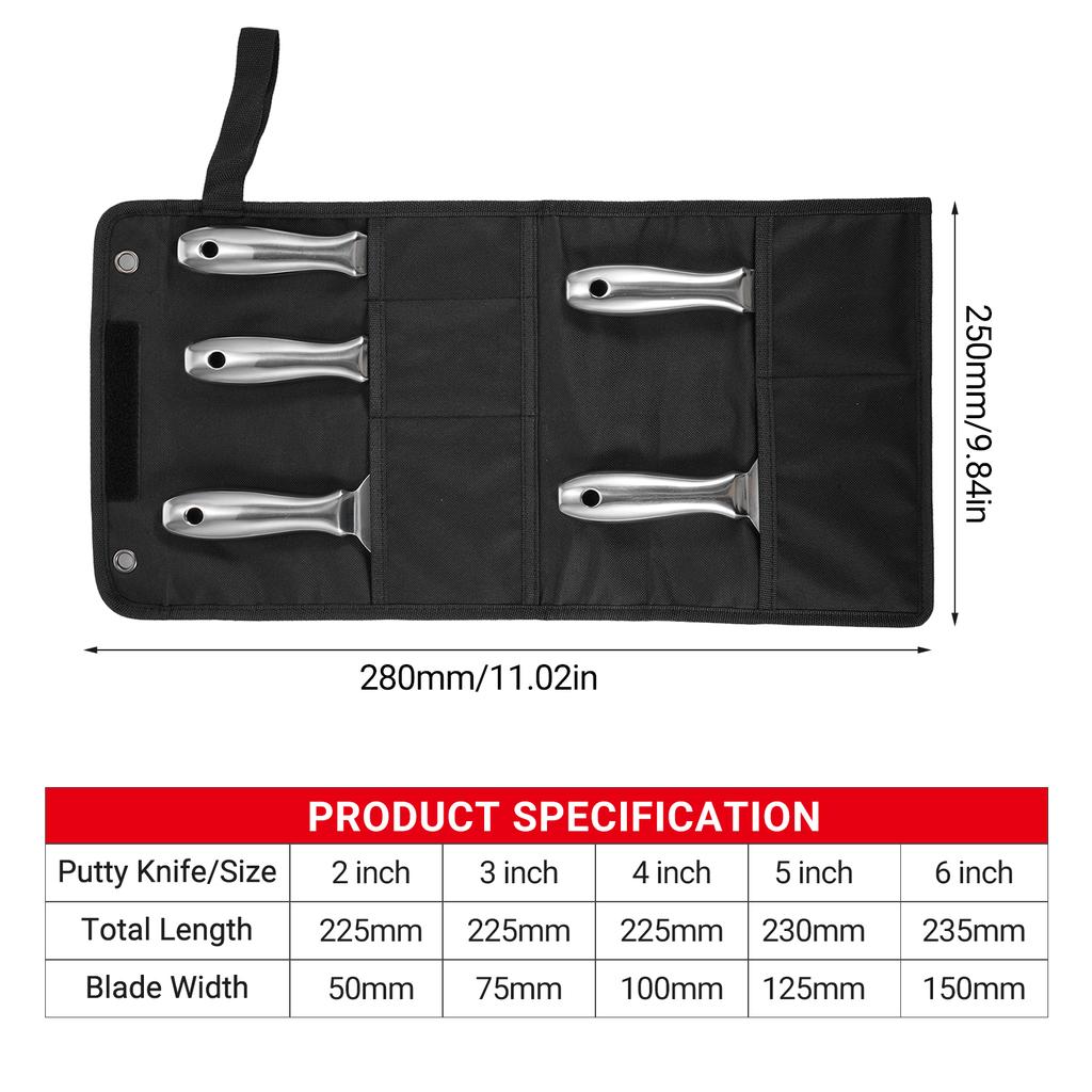 Набор шпателей PENGGONG, 5 шт., 23456 дюймов, скребок, шпаклевочный нож, скребок для краски, цельный, премиум-класса