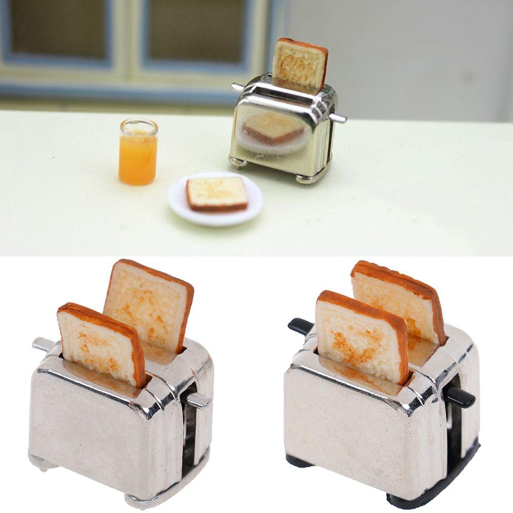 Decorations Playing House Miniature Toaster Doll Accessories With 2PCS Bread Toast Machine