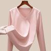 Mercerized Cotton Women's Long-sleeved Early Autumn New Khmer Bottoming Shirt Solid Color Spring and Autumn Top