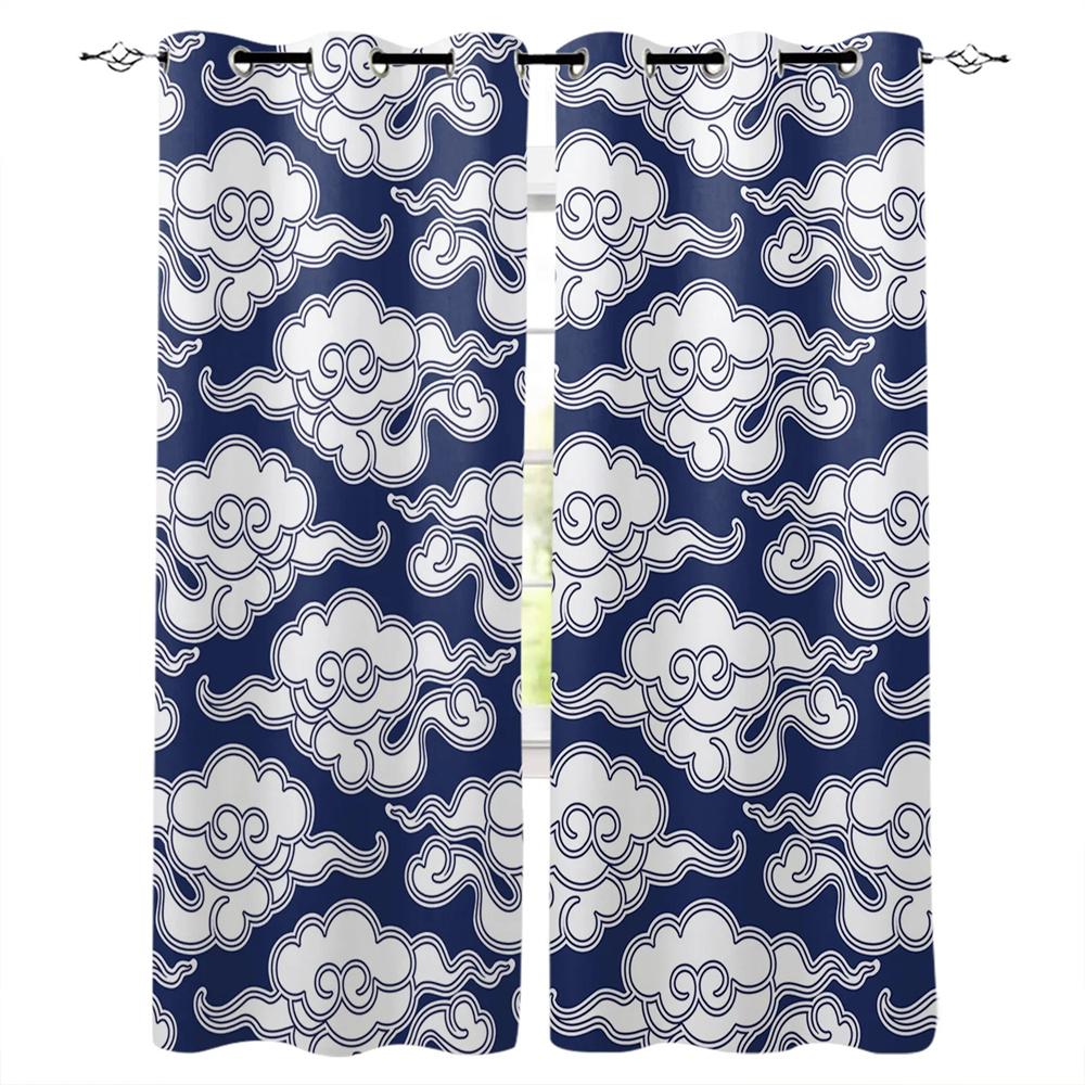 Холодный красный благоприятный облако черный фон печатные оконные шторы гостиная спальня шторы полиэстер ткань домашний декор2 шт