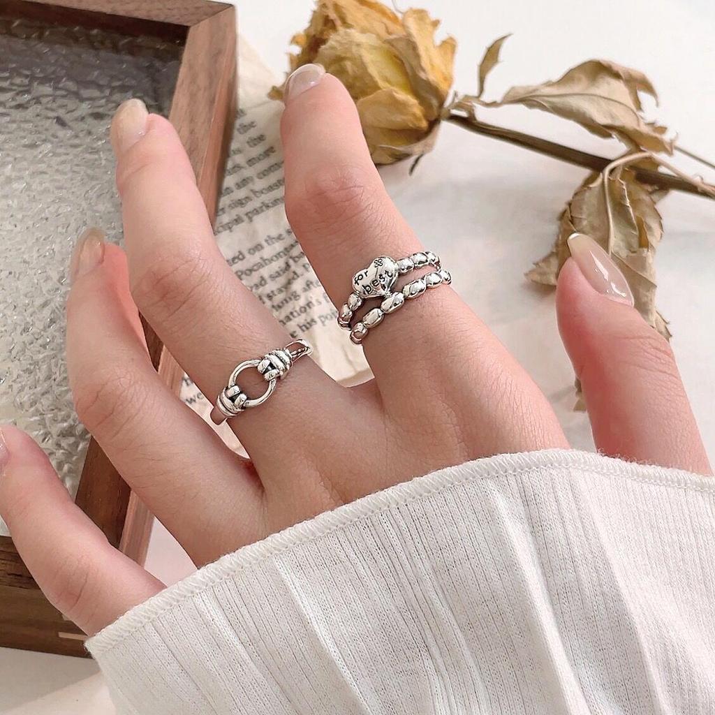 Двухслойное кольцо-сердце из стерлингового серебра 925 пробы для женщин, японский и корейский дизайн, легкая роскошь, высокое качество