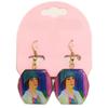 [R4292] - Handmade Earrings 'Mistinguette' Blue Purple - 25x25 Mm