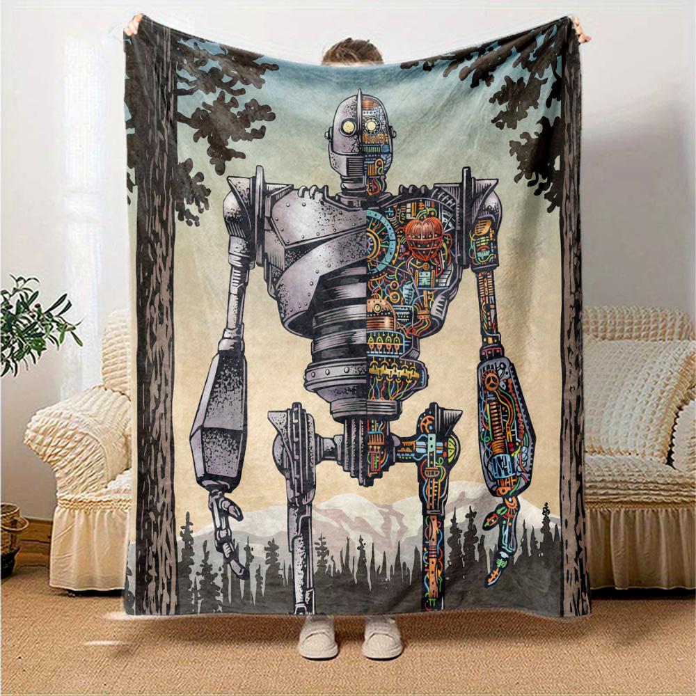 The Iron Giant Flannel Blanket, High quality Comfortable for All Seasons, Home Decor, Warmth and Comfort