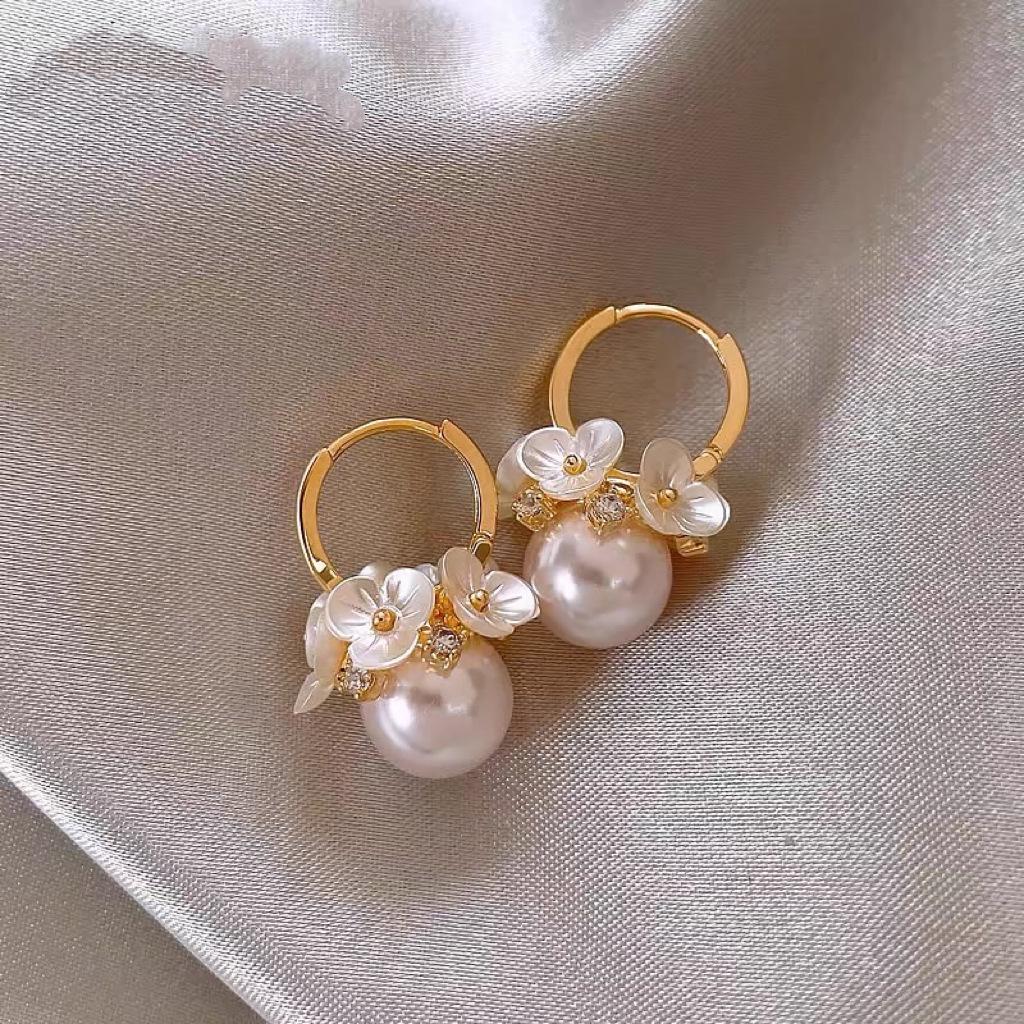 Серебряные игольчатые роскошные серьги с цветком и бабочкой из циркония в виде жемчуга — элитный французский ретро-стиль осень/зима