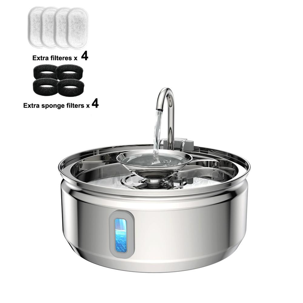 3л Нержавеющий кран для кошек Фонтан для кошек Видимый уровень воды Фонтан для кошек Ультратихий насос Автоматическая чаша для поения домашних животных